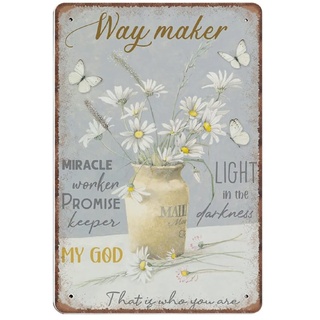 Dreacoss Floral Way Maker That Is Who You Are Blechschilder, Daisy Jar And Butterflys, religiöse christliche Kunst, Vintage-Poster, Metallschild, lustiges Geschenk für Mutter, Vater, 20,3 x 30,5 cm