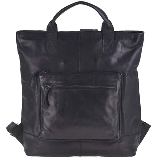 Bear Design Rucksack Leder schwarz Cityrucksack Daypack Damen Herren 33x35cm mit Tragegriffen