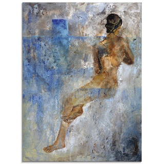 Glasbild ARTLAND "Nackt Barbara" Bilder Gr. B/H: 45 cm x 60 cm, Glasbild, blau Bild Glasbild Bilder in verschiedenen Größen