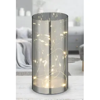 Spetebo LED Lichterglas 20 cm Silber warmweiß