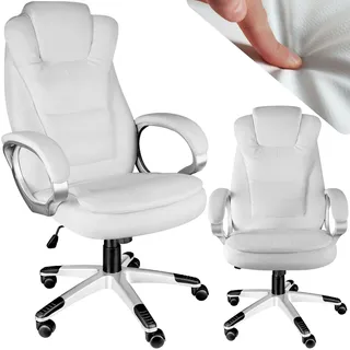 Tectake tectake® Bürostuhl, 360° drehbar und stufenlos höhenverstellbar, dicke Polsterung mit Kunstlederbezug, einstellbare Wippfunktion