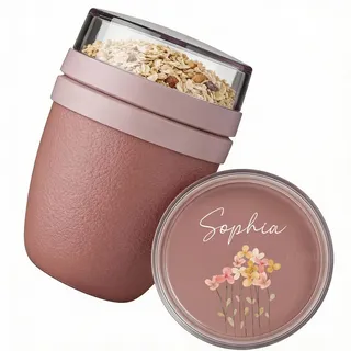 Bärenfreunde MEPAL Müslibecher To Go mit Namen, Joghurtbecher | Isolierter Thermo Behälter, Lunchpot bedruckbar für Kinder, personalisierter Müsli Becher mit 2 Fächern