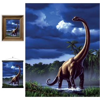 3D LiveLife Linsenförmige Wandkunst Drucke - Brachiosaurus von Deluxebase. Ungerahmtes 3D Dinosaurier Poster. Perfekter Wandfüller. Original kunstwerk lizenziert von bekannt künstler, Jerry LoFaro