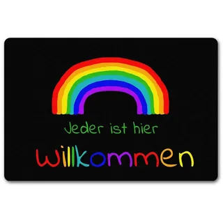 speecheese Fußmatte Regenbogen Fußmatte in 40x60 cm ohne Rand mit Spruch Jeder ist hier 40 cm