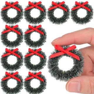 Garneck 20stücke Teiliges Mini Puppenhaus Deko Festlicher Kleiner Kranz Zum Aufhängen Für Miniaturheim Weihnachtsbaum-weihnachtsdekoration
