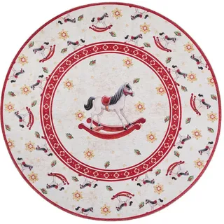 Villeroy & Boch Toy's Delight Limited Edition Santa Claus", beige (schaukelpferd), H:3mm Ø:160cm, Polyester, Teppiche, Teppich, Limited Edition, Weihnachten, Wohnzimmer, Baumrock, Waschbar, rund,