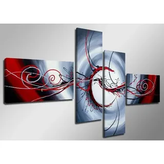 Visario Leinwandbild 160x70 cm 6516 XXL Kringel Abstrakt Modern Bunt - Kunstdruck auf Leinwand Fertig Aufgespannt Echter Holzrahmen - Wandbild Wohnzimmer Schlafzimmer Büro Wanddekoration Bilder Deko