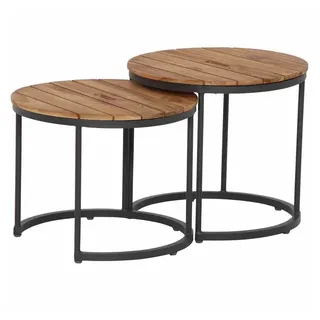 Siena Garden Gartentisch Beistelltisch Set Baros Alu anthr./Teak Ø50cm