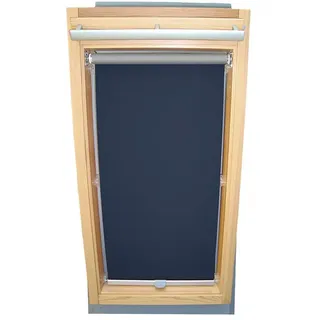 Rollo für VELUX Dachfenster THERMO Alu-Rückseite Dachfensterrollo für TYP GGL/GPL/GGU/GPU - F06 - Farbe Blau - mit Haltekrallen