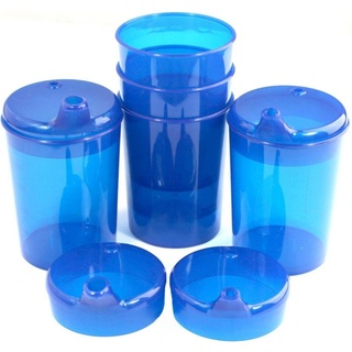 Medi-Inn Schnabelbecher 250 ml Praktisches Set: 5 Unterteile mit 10 Deckeln blau
