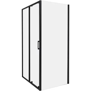 Beliani YORO Duschkabine mit Schiebetür 80 x 185 cm Schwarz Sicherheitsglas