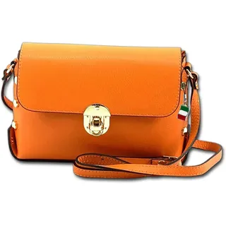 FLORENCE Umhängetasche Florence Umhängetasche Damen Tasche (Umhängetasche, Umhängetasche), Damen Tasche Echtleder orange, Made-In Italy orange