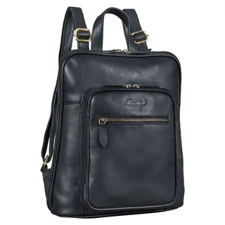 Benthill Rucksack Echt Leder Echt-Leder - Kurierrucksack Fahrradrucksack Trekkingrucksack - Damen Herren Rucksack - Lederrucksack - Schwarz