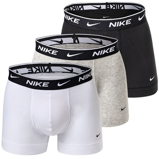 NIKE Herren Boxer Shorts, 3er Pack - Trunks, Logobund, Cotton Stretch Weiß/Grau/Schwarz XL