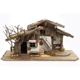 ELLUG Krippe großer Krippenstall aus Holz 71*24*35cm (OHNE Krippenfiguren) (1-tlg), aus Holz, für Figuren bis 17cm Höhe