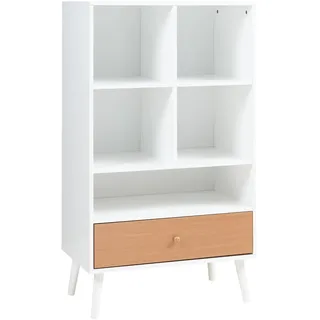 [en.casa] Reyljand Bücherregal 120 x 70 x 40 cm Weiß/Teakoptik