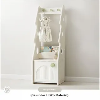 habeig Kinderkleiderschrank Garderobenständer mit Kommode, 129 cm Höhe, Weiß Kleiderständer Abgerundete Kanten weiß