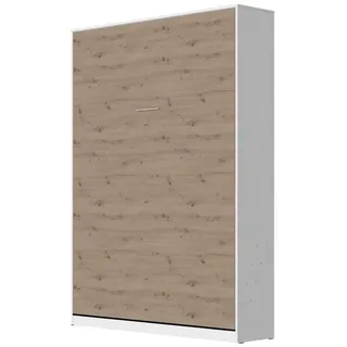SMARTBett Schrankbett SMARTBett Schrankbett Classic 140x200 Vertikal Weiss/Wildeiche horizontal/quer oder vertikal/hochkant klappbar