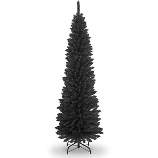SHATCHI Künstlicher, beflockter Weihnachtsbaum, schmaler Weihnachtsbaum, Weihnachtsdekoration, mit Spitzen Spitzen und Metallständer, 1,2 m