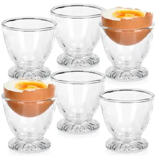 Vilde Eierbecher Set 6-teilig - Glas, 5x5 cm - Spülmaschinenfest & Lebensmittelecht - Ideal für Weich- & Hartgekochte Eier - Klassisches Design für Frühstück & Festliche Anlässe - Stabil & Vielseitig