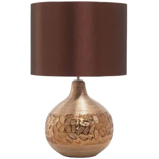 Beliani Tischlampe im orientalischen Stil Kunstseide/Metall braun/kupfer Yakima