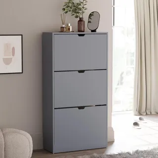 Vida Designs Schuhkipper mit 3 Klappen | 115 H x 60 B x 24 T cm | Grau | Platzsparender Schuhschrank für bis zu 15 Paar Schuhe | Kippschutz | Flurmöbel für Eingangsbereich