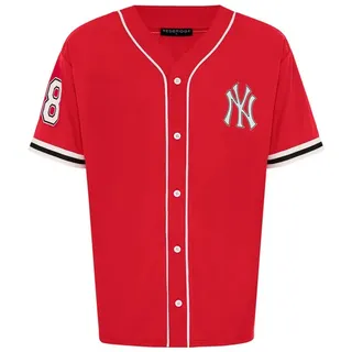 RedBridge T-Shirt mit Knopfleiste - Baseball-Shirt - Sportlicher Look, Regular Fit rot XXL