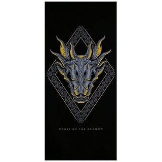 Game of Thrones Badetuch House of the Dragon, Mikrofaser, Strandtuch 70 x 140 cm schnelltrockend schwarz