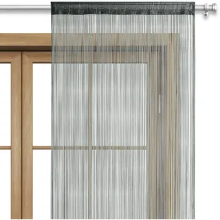 Wometo Fadenvorhang Türvorhang Fäden 90x245 dunkelgrau - Stangendurchzug oekoTex kürzbar waschbar Uni einfarbig in vielen bunten Farben