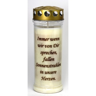Kerzen Junglas Grabkerze mit Spruch, (21x7,5 cm) Grablicht mit 7 Tage Brenndauer (3896), Wetterfestes Trauerlicht mit Deckel, Hochwertige Trauerkerze, Edle Gedenkkerze aus Deutschland