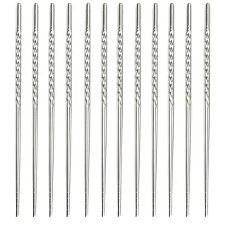 EUROBATT Sp. z o.o. Essstäbchen 12x Essstäbchen Edelstahl Set Japanisch Chinesisch Küche 22,5 cm