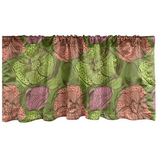 Abakuhaus Scheibengardine Vorhang Volant für Küche Schlafzimmer Dekor mit Stangentasche, Microfaser, Bunt Vintage Blumenschmutz bunt 137 cm x 30 cm