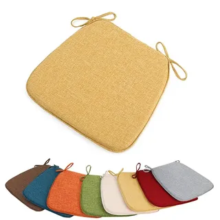 YOUGANG U-förmiges Stuhlkissen für Esszimmer, Küche, Bürostühle, rutschfestes Stuhlkissen mit Bändern, hochdichter Schaumstoff, für drinnen und draußen, Möbelkissen (Gelb, 42 x 40 cm)