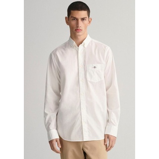 Gant Langarmhemd Regular Fit Popeline Hemd leicht strapazierfähig pflegeleicht mit Label Stickerei auf der Brusttasche weiß 4XL