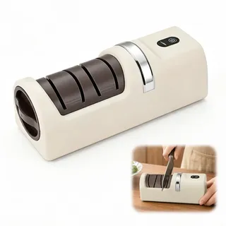 Messerschärfer Elektrisch, Knife Sharpener Electric Wiederaufladbarer | 4-in-1 Messerschleifer mit 3-Geschwindigkeiten Einstellung, Raue und Feine für Küchenmesser, Obstmesser, Jagdmesser usw