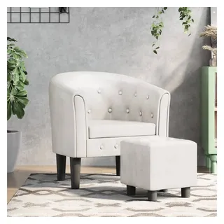 furnicato Cocktailsessel Moderner weißer Clubsessel 70x56x68 cm mit Kunstleder und (1-St), Gepolsterter Sessel mit Knopfheftung und passendem bequemen Hocker weiß