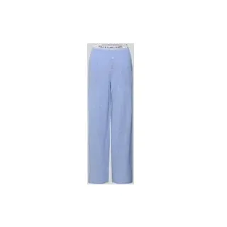 Straight Leg Pyjama-Hose mit elastischem Label-Bund, Blau, L