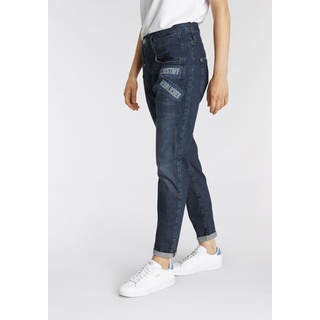 Ankle-Jeans HERRLICHER "SHYRA CROPPED ORGANIC" Gr. 27, N-Gr, blau (precious 859) Damen Jeans Ankle 7/8 mit seitlicher Logo-Applizierung