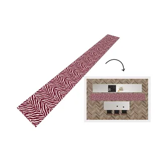 MuchoWow Küchenläufer Zebra - Motiv - Bordeaux - Rot, aus Kunststoff, Küchenteppich, Läufer für Küche, Rutschfest, Küchendeko, 400x50 cm rot