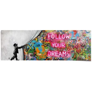 Poster REINDERS "Surprise Wall", bunt (farbe bild(er): mehrfarbig), B:158cm H:53cm T:0,1cm, Bilder, Poster, Kinderzimmer - Graffiti - Träume - Kind - Mehrfarbig - 170 gr. Papier