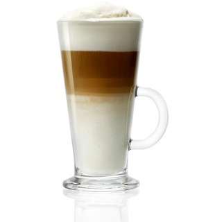 Stölzle Lausitz Kaffee Gläser 6er Set/Teegläser Set/Glühwein Glas 265 ml/hochwertiges Kaffeeglas/Latte Macchiato Glas und Eiskaffee Glas mit Henkel
