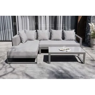 OUTFLEXX Willis Ecklounge, silber, Aluminium/Polyester, 5 Personen, inkl. Beistelltisch