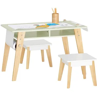 SoBuy Kindersitzgruppe KMB92 3-tlg Kiefer grün-weiß