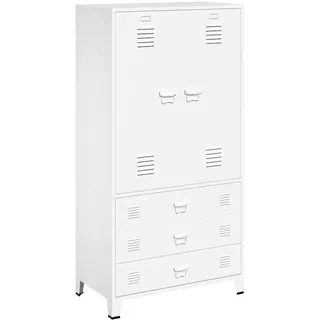vidaXL Kleiderschrank Industrial 90 x 180 x 50 cm Weiß