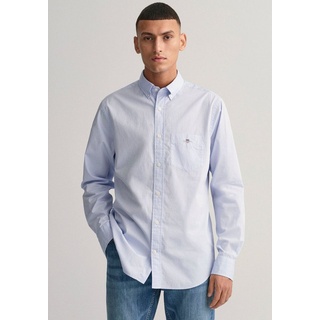 Gant Langarmhemd Regular Fit Popeline Hemd leicht strapazierfähig pflegeleicht mit Label Stickerei auf der Brusttasche blau XL