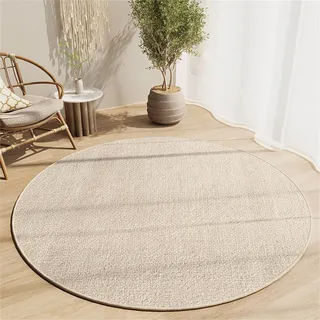 Hearda Japanischer Stil Teppich Rund Reppich Schlafzimmer, Pflegeleicht Innenbereich Runder Teppich Flur, Waschbarer rutschfest, fürs Wohnzimmer, Büro Dekorieren (Beige,60cm)