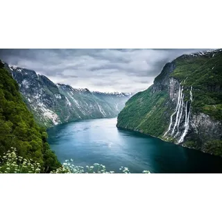 NPRZM Geirangerfjord Norwegen Malen nach Zahlen DIY Einzigartiges Ölgemälde-Set auf Leinwand Digitales Gemälde 50x60CM