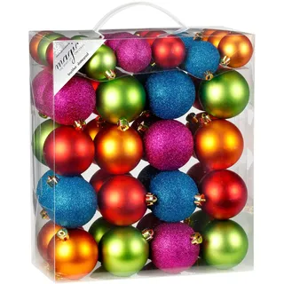 Inge Glas Magic Kunststoff Kugelbox 50 TLG Weihnachtskugeln bruchfest stabil (50tlg 4 & 6cm Mille Fiori)