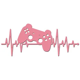 Namofactur 3D-Wandtattoo Holz 3D Wandtattoo Wanddeko Gamer Herzschlag, Gaming Controller Wandtattoo aus Holz, Wandgestaltung für Gamer rosa