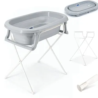 Baby Badewanne faltbar mit Ständer - Babywanne + Abflussschlauch Thermometer 1 St